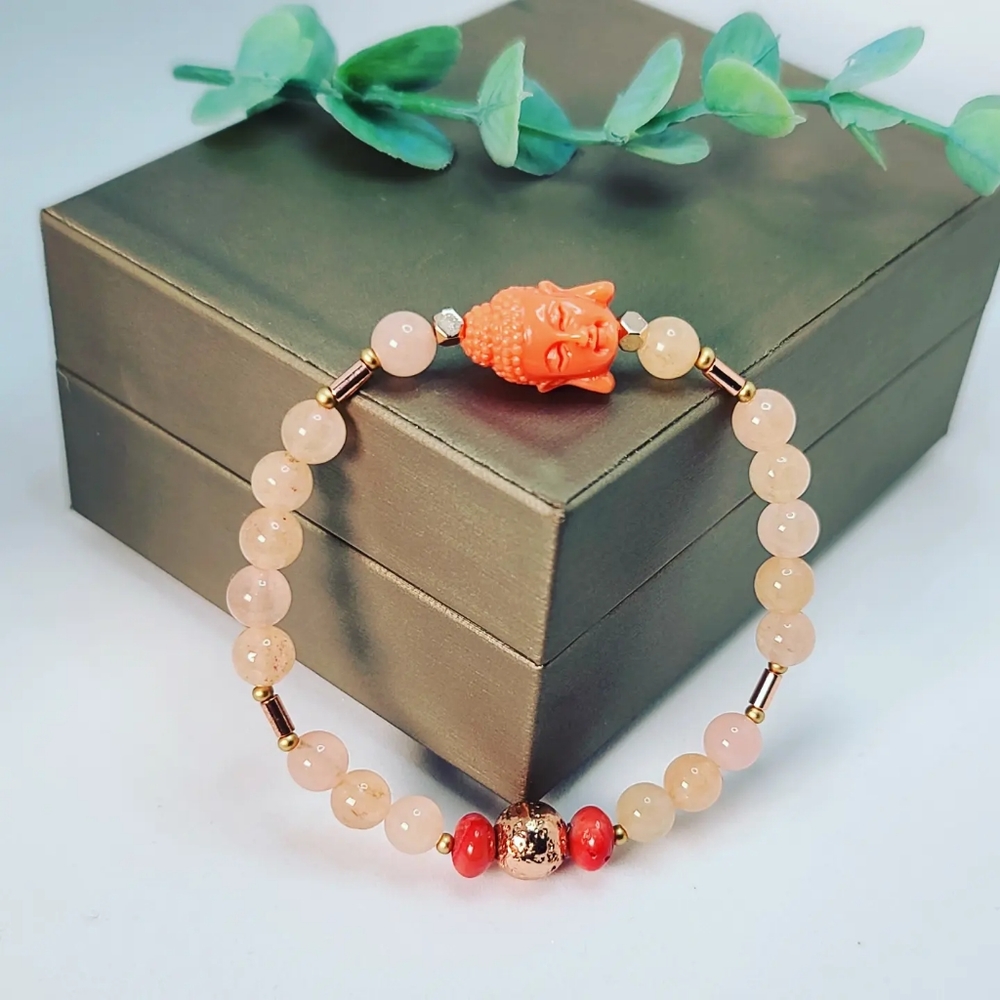 Peach Quartz bracelet 6 mm